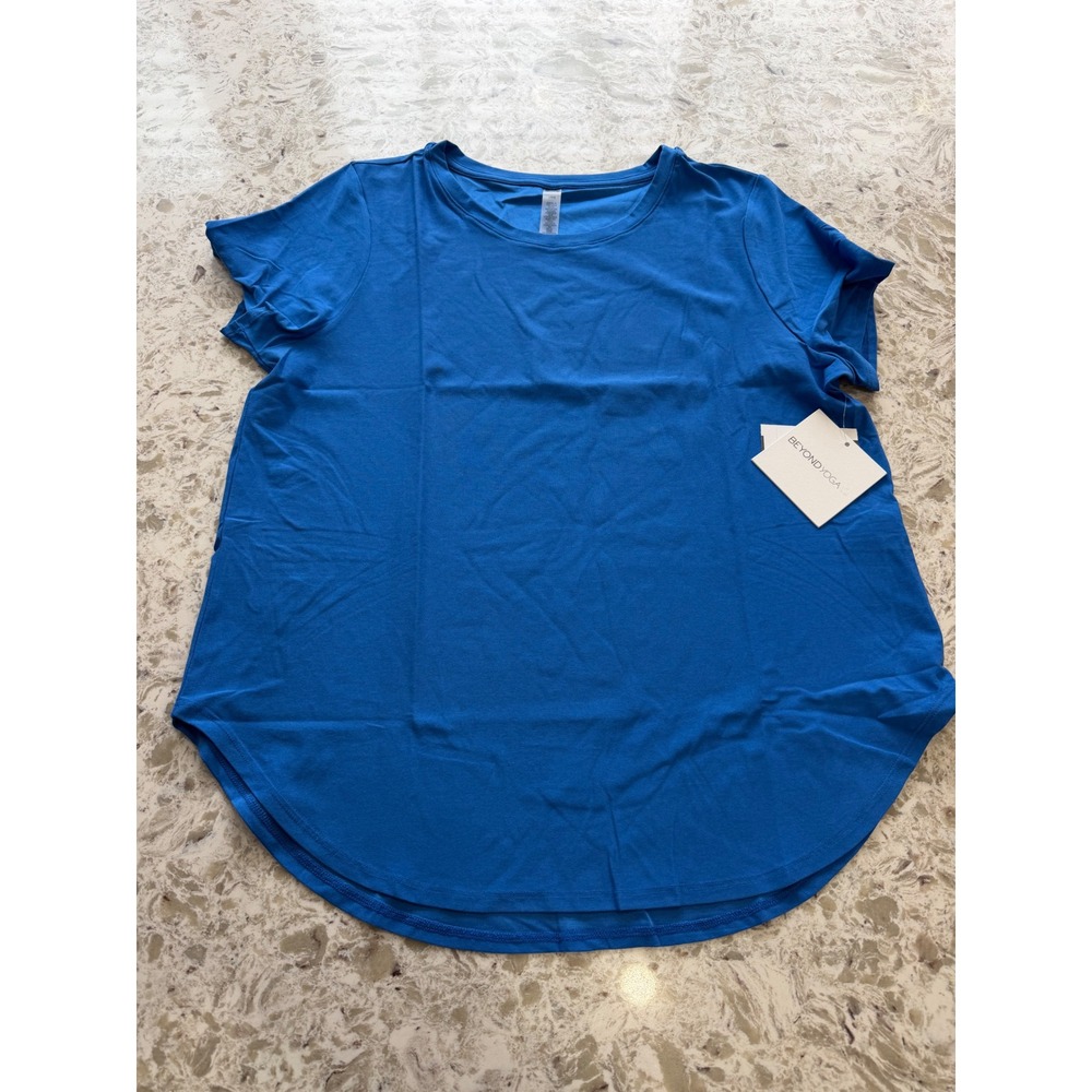 Beyond Yoga Womens Featherweight Balanced Tee blue Heather Size L